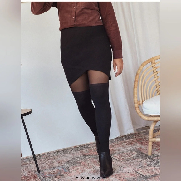 Sz M From Rachel Black Faux Wrap Mini Skirt - Picture 5 of 9